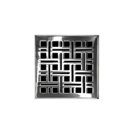 Infinity Drain 4"x4"VD4 Cmplt Kit W/Weave DecPlate-PS W/CstIron DrainBdy, 2"OUTLT VD_4_2I_PS